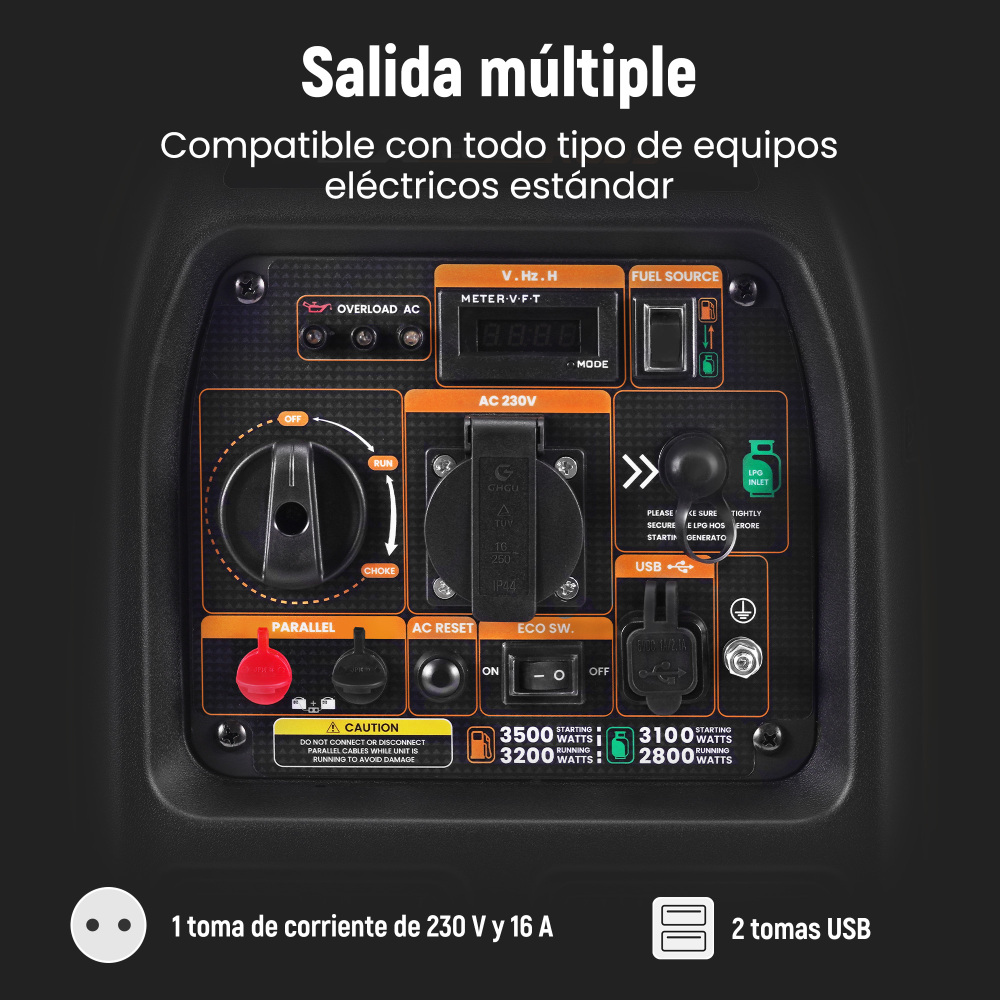 Generatore Inverter Portatile BenzinaLPG 3,2 Kw USB Connettori for Campeggia
