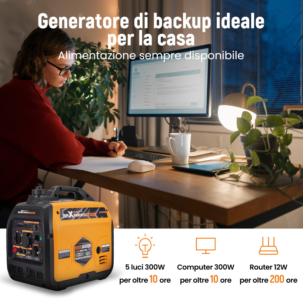 Generatore Inverter Portatile BenzinaLPG 3,2 Kw USB Connettori for Campeggia