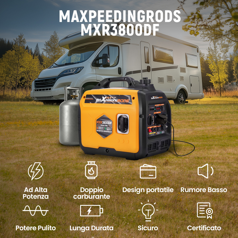 Generatore Inverter Portatile BenzinaLPG 3,2 Kw USB Connettori for Campeggia