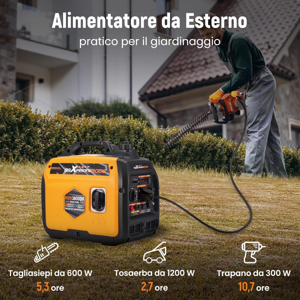 Generatore Inverter Portatile BenzinaLPG 3,2 Kw USB Connettori for Campeggia