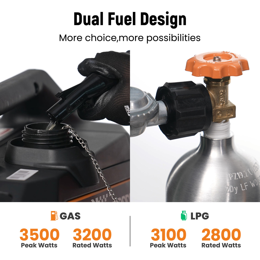 3500W Générateur Inverter LPG/Essence de puissance portable for Camping car