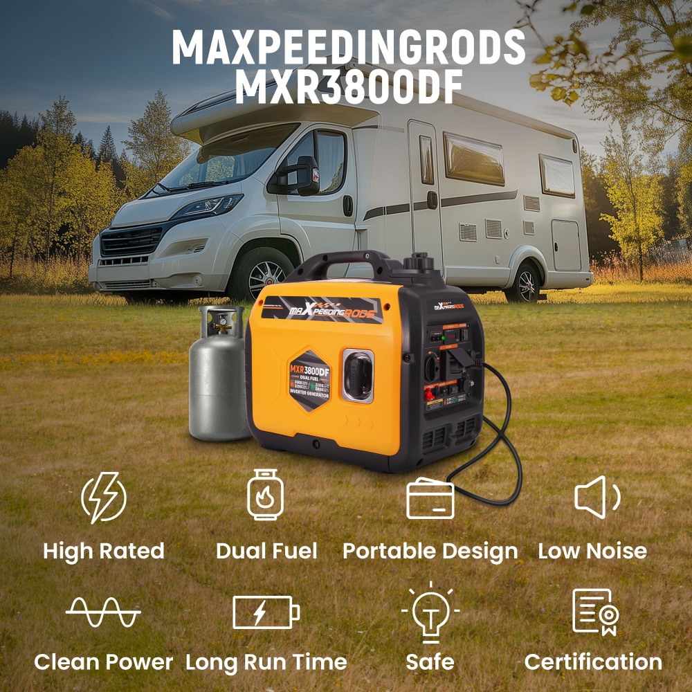 Generator Petrol Inverter 3500W Portable 22kg For RV SUV Camping Home Backup