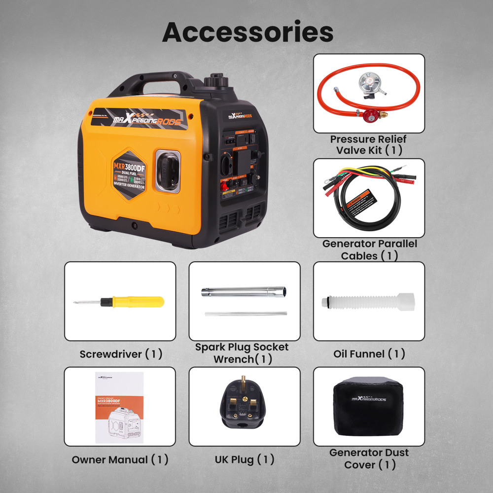 Generator Petrol Inverter 3500W Portable 22kg For RV SUV Camping Home Backup
