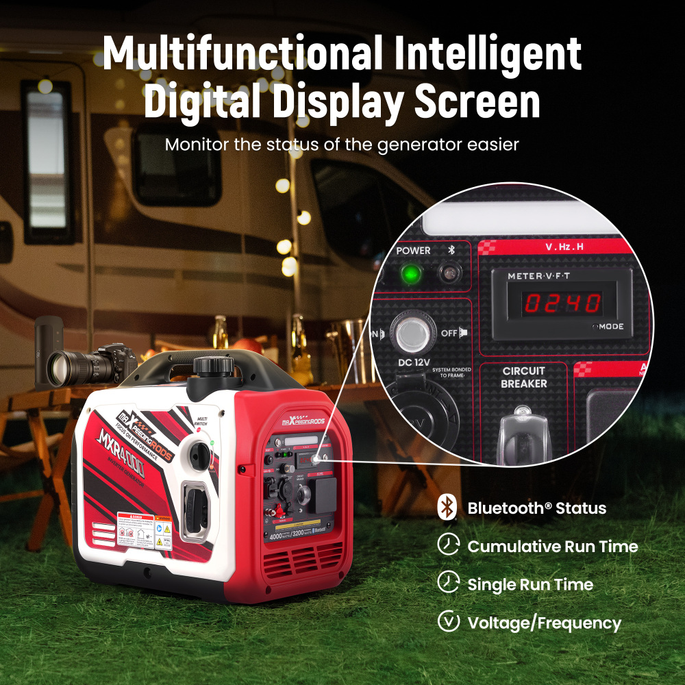 Silent Generators Portable 3.5KW Rated Bluetooth Petrol Digital Meter Camping