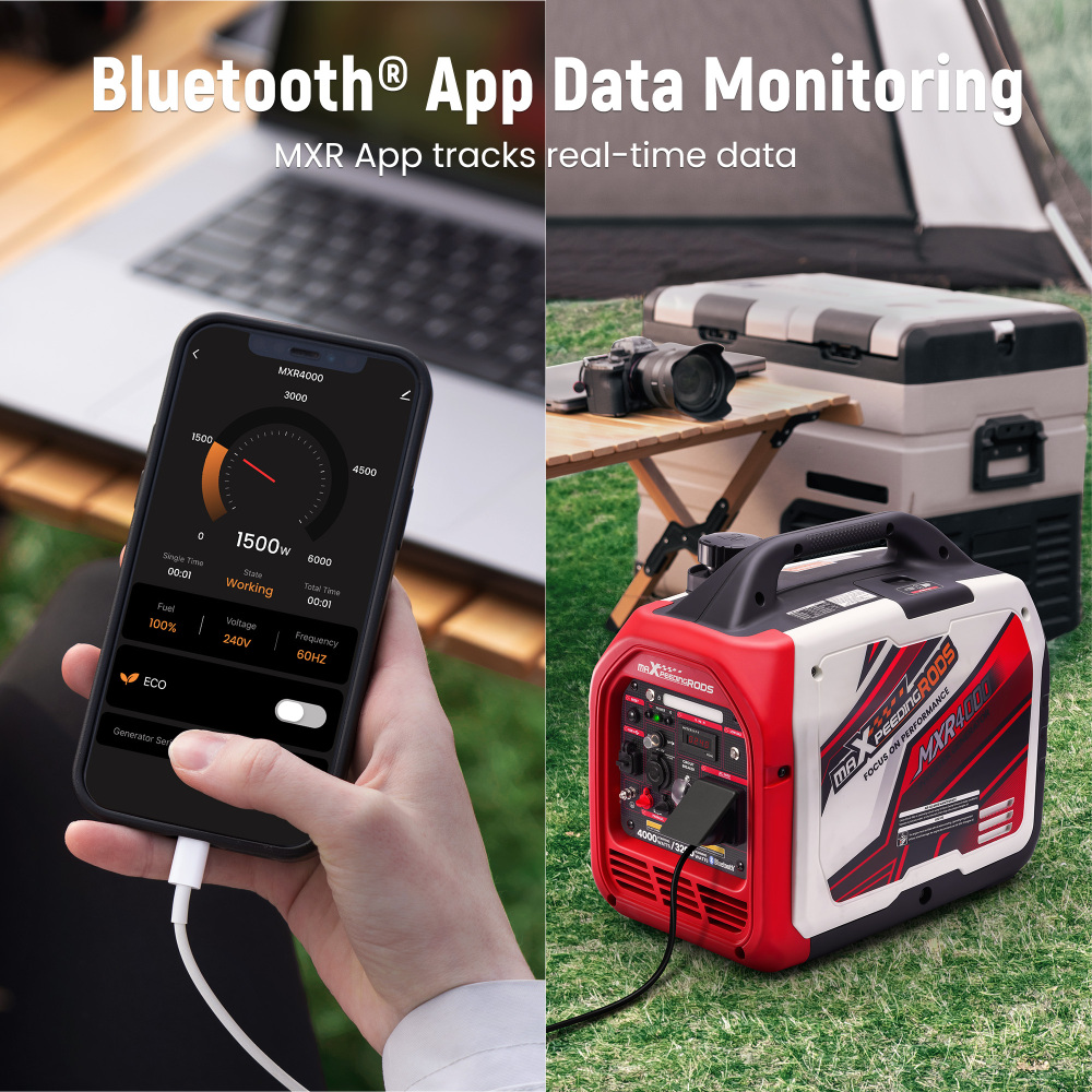 Silent Generators Portable 3.5KW Rated Bluetooth Petrol Digital Meter Camping