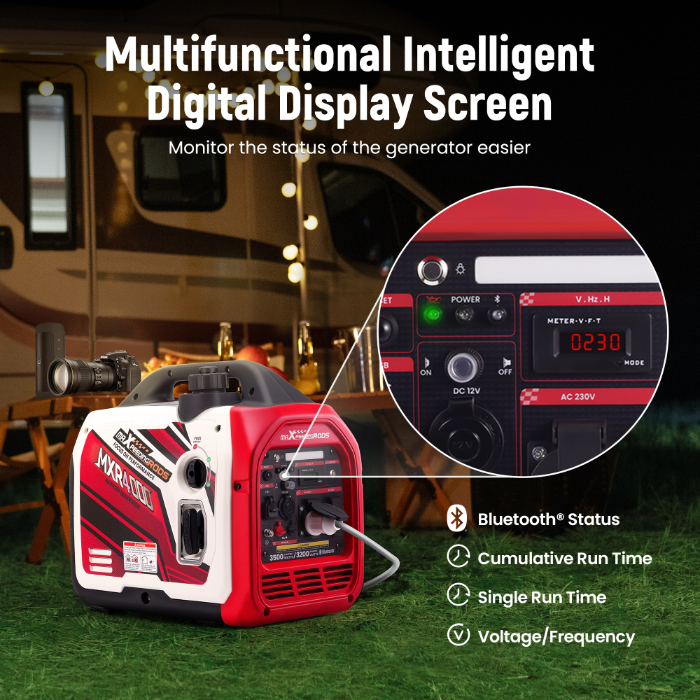 Générateur Inverter MXR4000 Essence 3500W – Silencieux, Léger, Mode Éco – Idéal CampingSecours