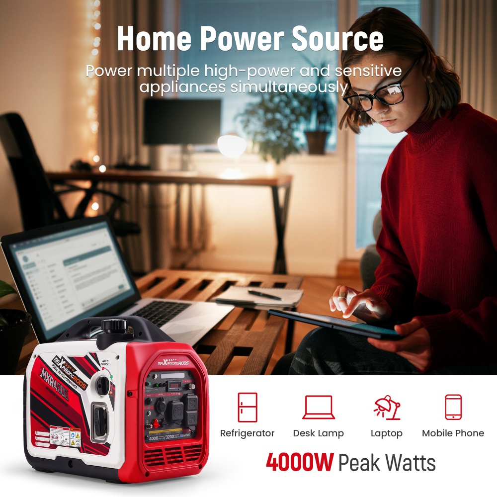 4000W /3200W Portable Inverter Generator Gas Powered Quiet for Outdoor Camping