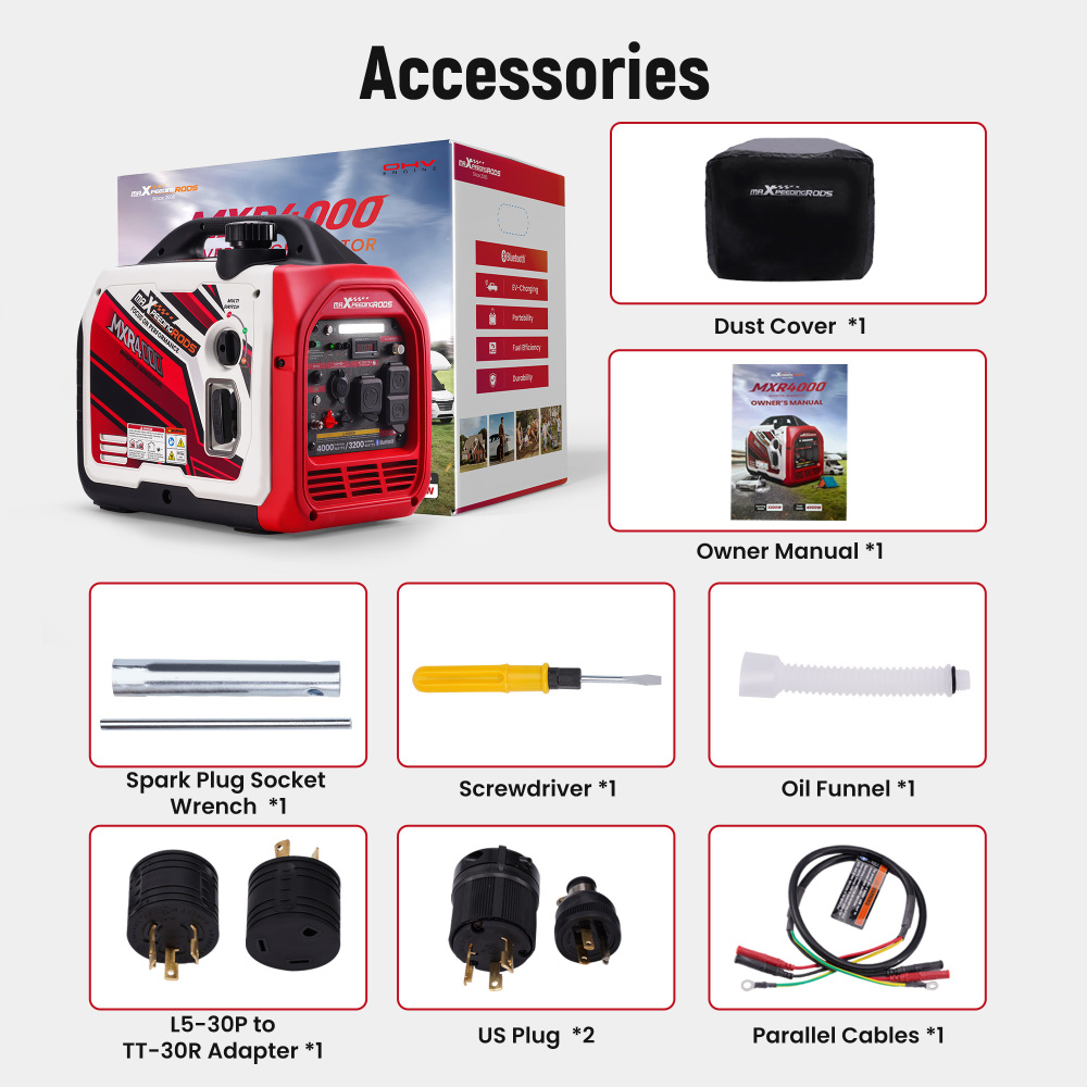 4000W /3200W Portable Inverter Generator Gas Powered Quiet for Outdoor Camping