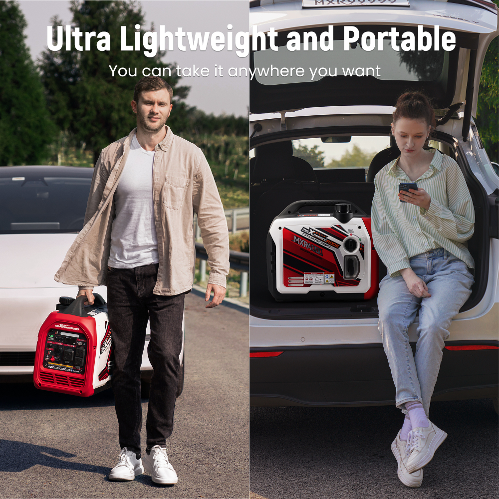 4000W Gas Generator Inverter Portable for Home Camping EV-Charging w/ Bluetooth