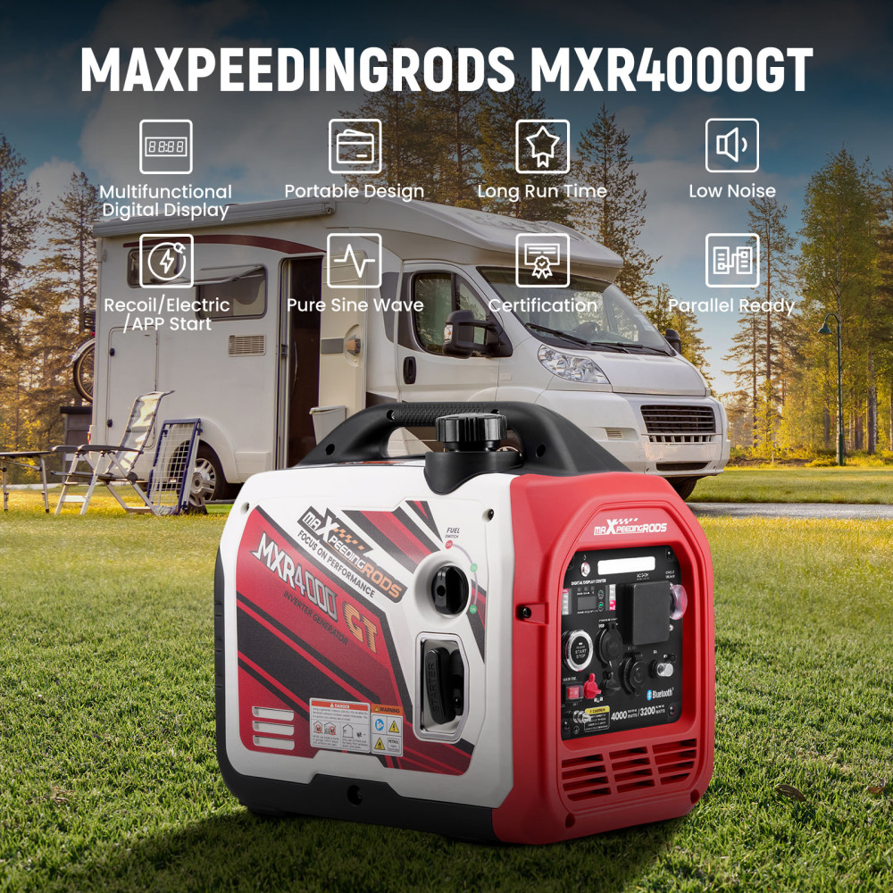 Inverter Generator 4KW Max Petrol Electric Silent Bluetooth for Camping car