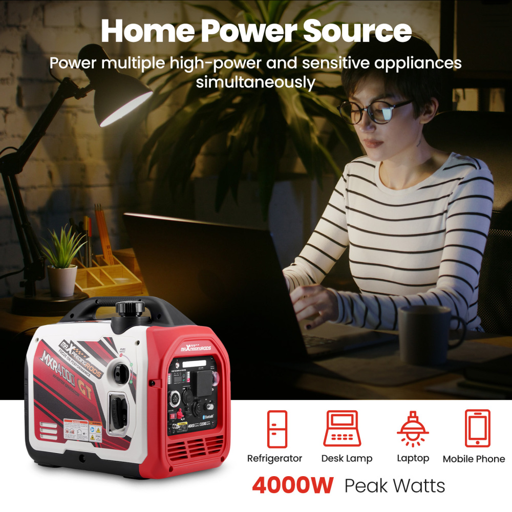Inverter Generator 4KW Max Petrol Electric Silent Bluetooth for Camping car