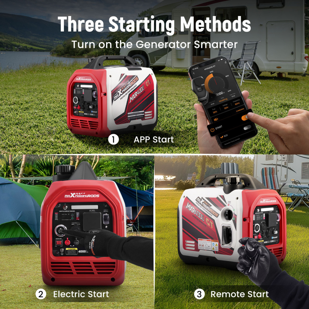 Inverter Generator 4KW Max Petrol Electric Silent Bluetooth for Camping car