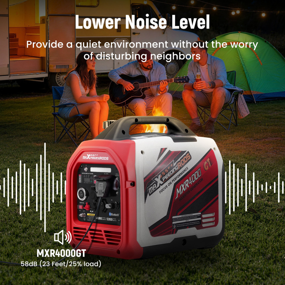 Inverter Generator 4KW Max Petrol Electric Silent Bluetooth for Camping car