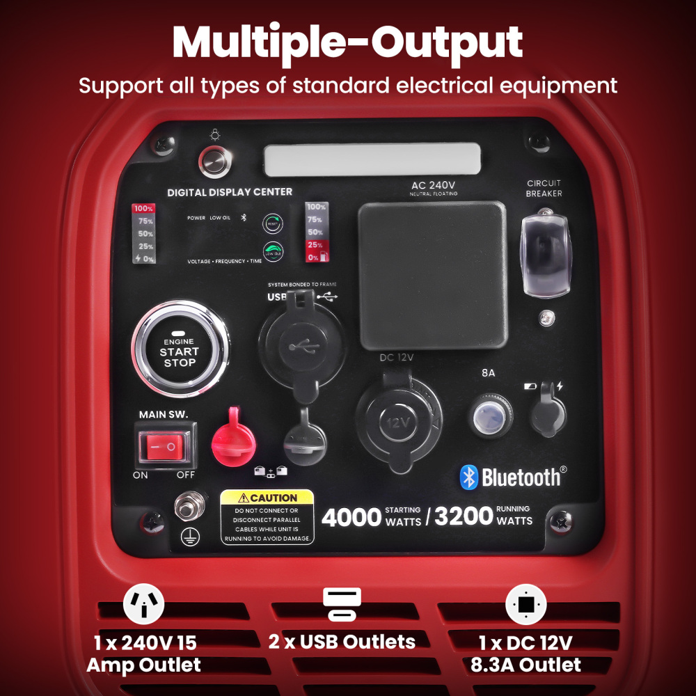 Inverter Generator 4KW Max Petrol Electric Silent Bluetooth for Camping car