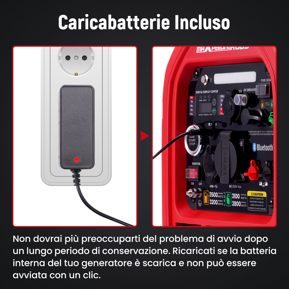 LPG/Benzina Generatore inverter Bluetooth/Elettrico Avviamento Silenzioso 58dB