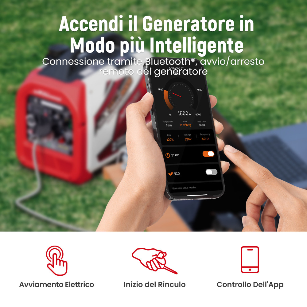 LPG/Benzina Generatore inverter Bluetooth/Elettrico Avviamento Silenzioso 58dB