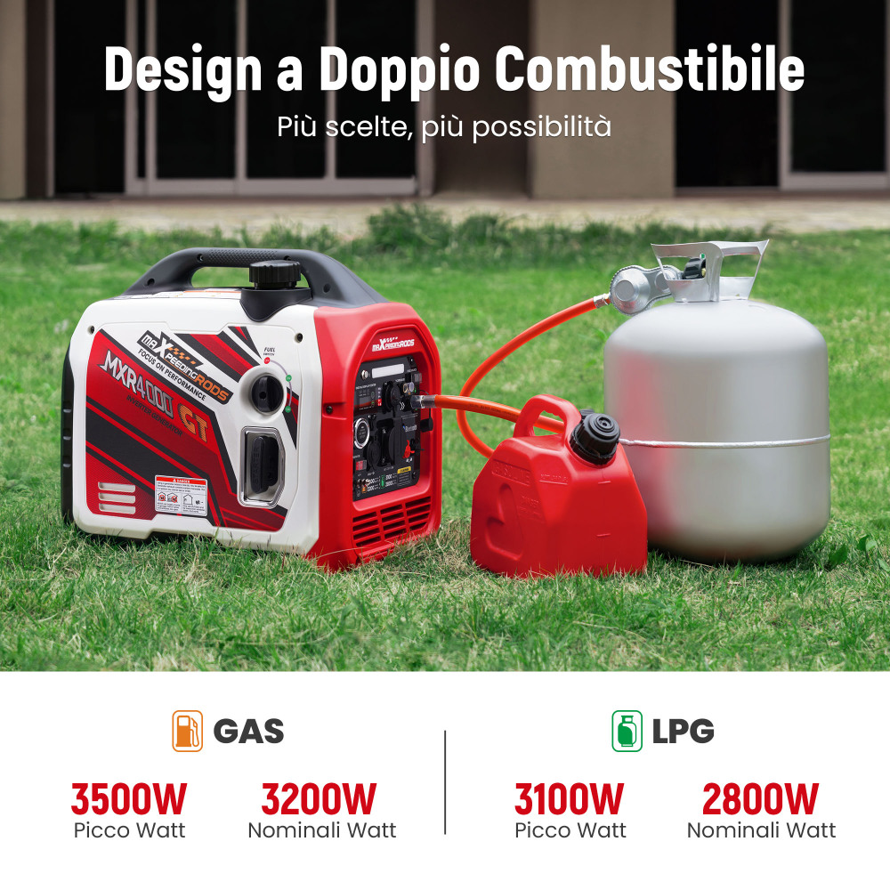 LPG/Benzina Generatore inverter Bluetooth/Elettrico Avviamento Silenzioso 58dB