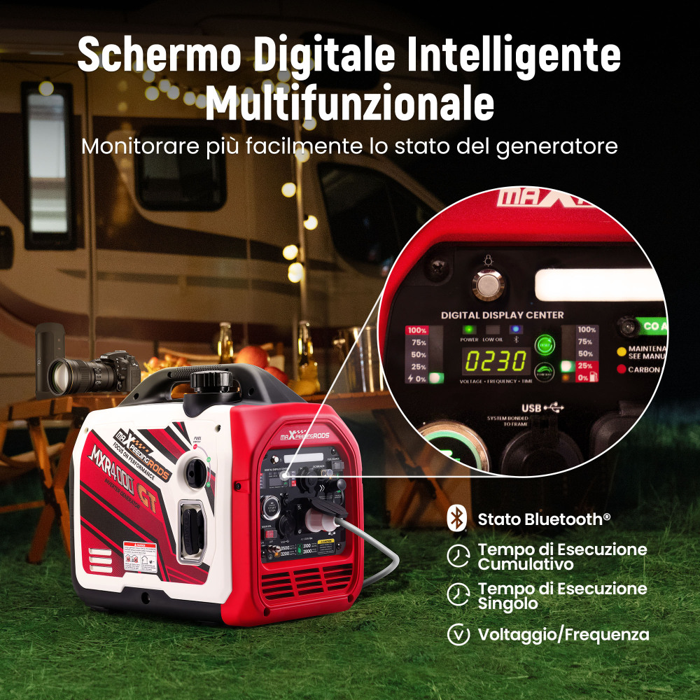 LPG/Benzina Generatore inverter Bluetooth/Elettrico Avviamento Silenzioso 58dB