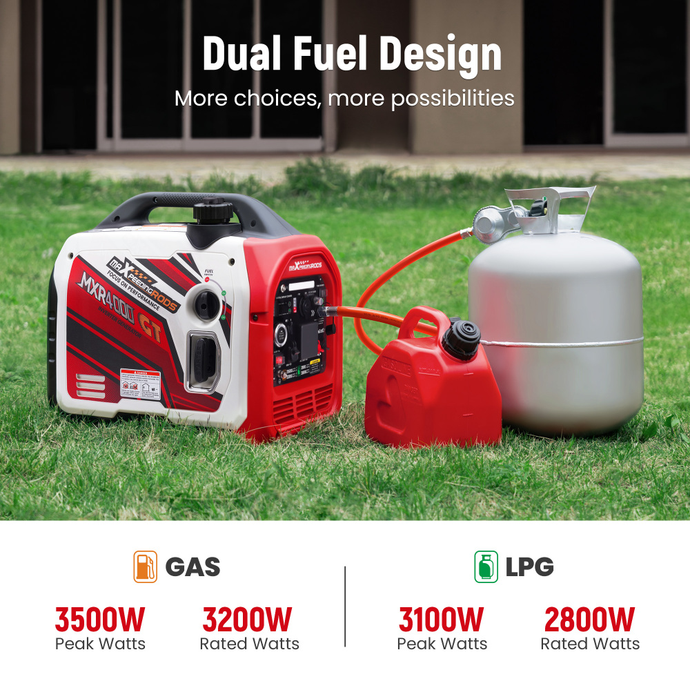 3500W Dual Fuel LPG Inverter Generator Portable Electric Start +App Start