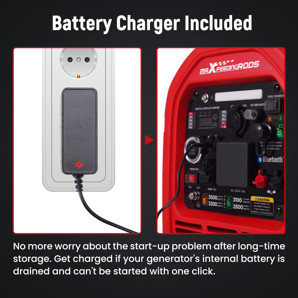 3500W Dual Fuel LPG Inverter Generator Portable Electric Start +App Start