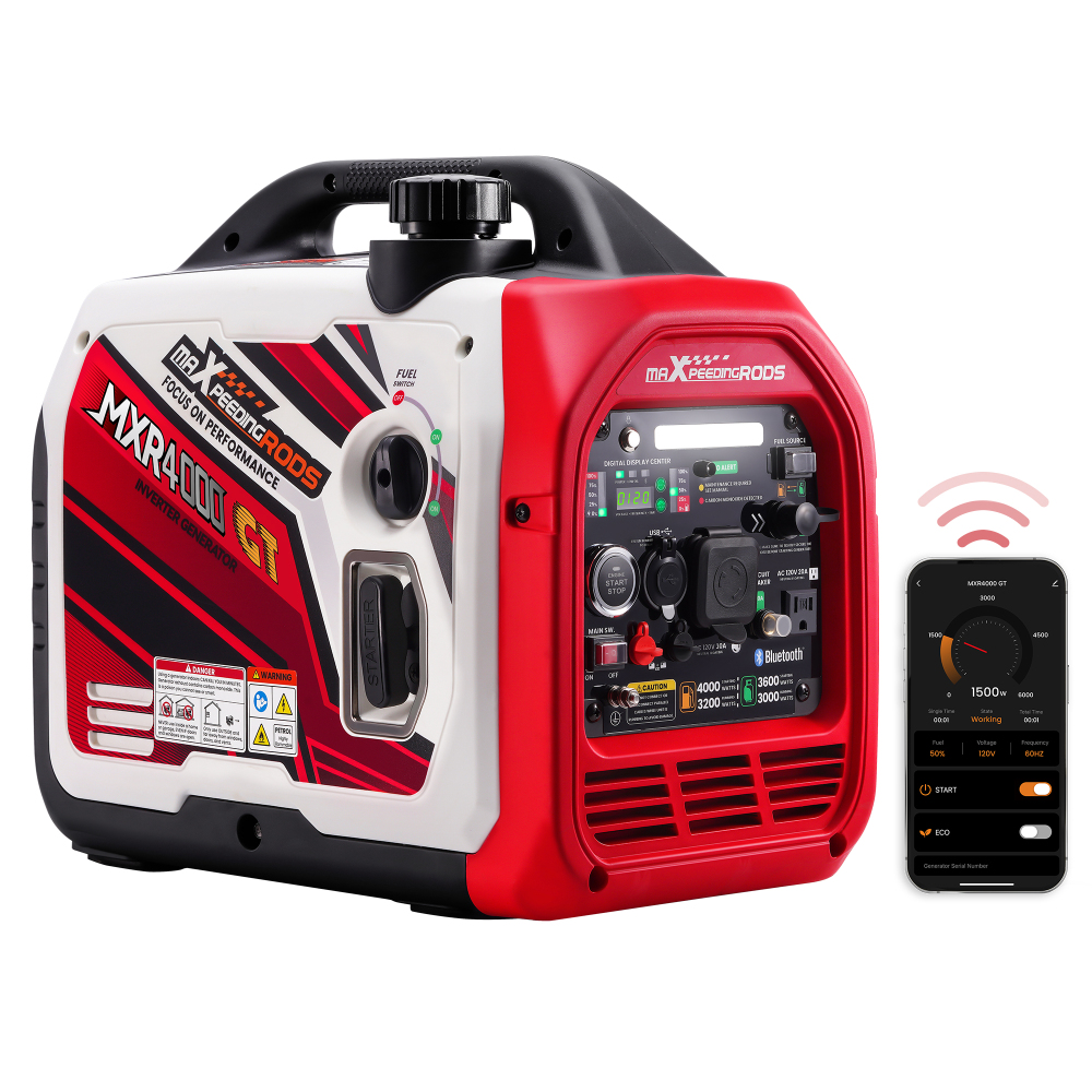 4000 Watt Portable Dual Fuel Propane/Gas Generator Inverter Bluetooth E-Start-