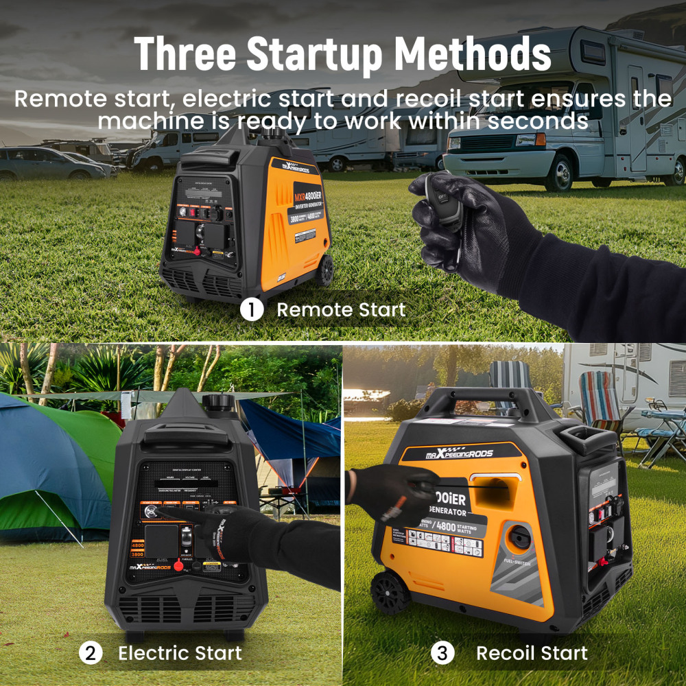 Inverter Generator 4800W Max Petrol Silent portable Electric Start for Camping