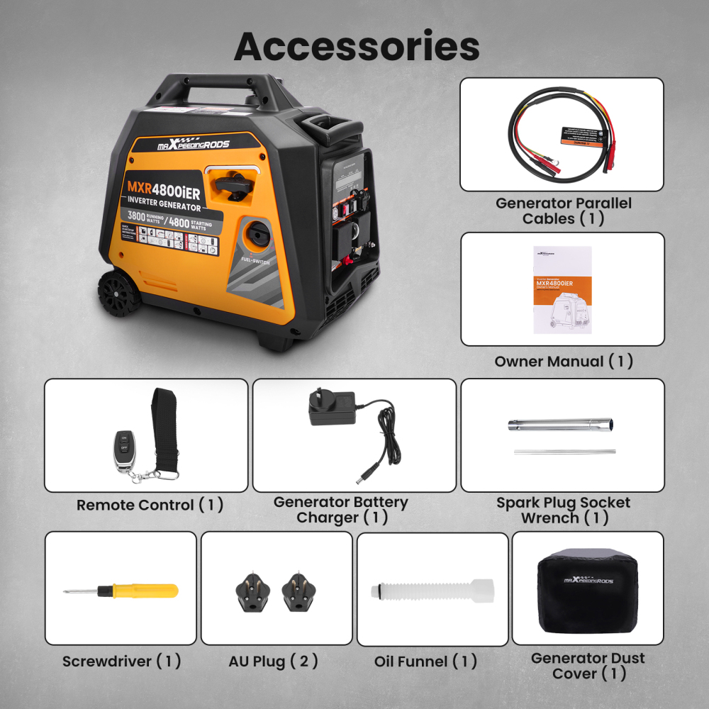 Inverter Generator 4800W Max Petrol Silent portable Electric Start for Camping