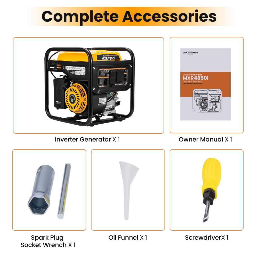 4850W Portable Inverter Generator Gas Powered Quiet for Home Backup Construction