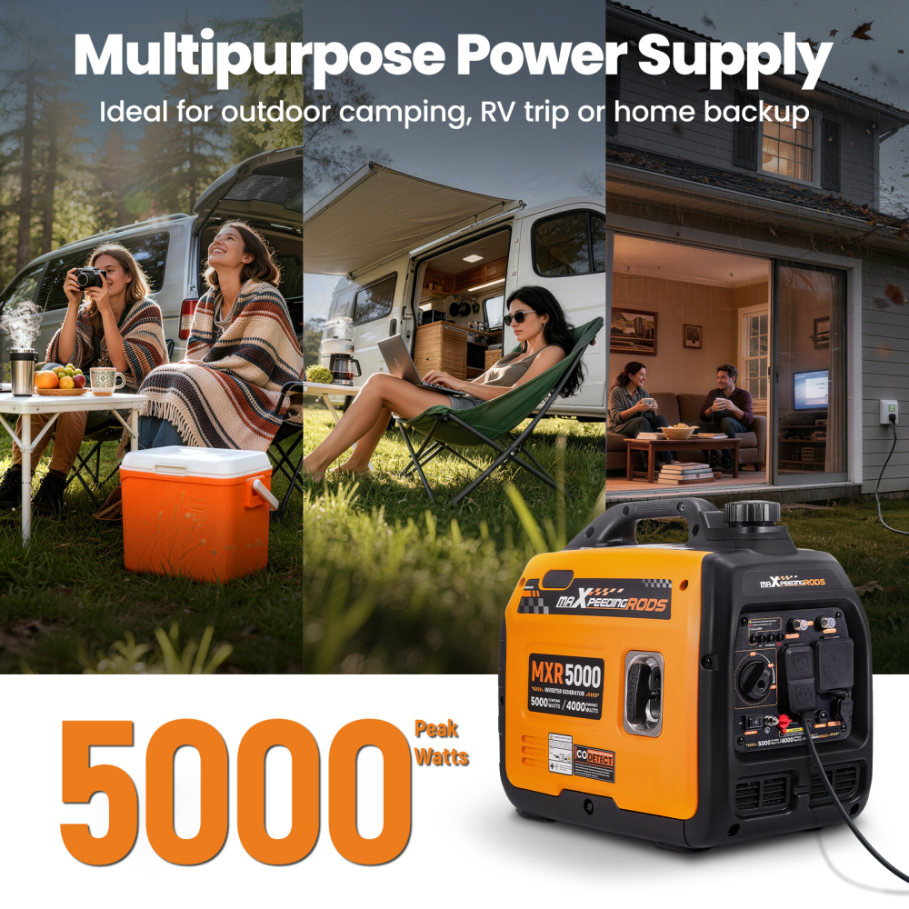 Quiet Gasoline Inverter Generator 5000W Portable 23kg for Home Backup Camping