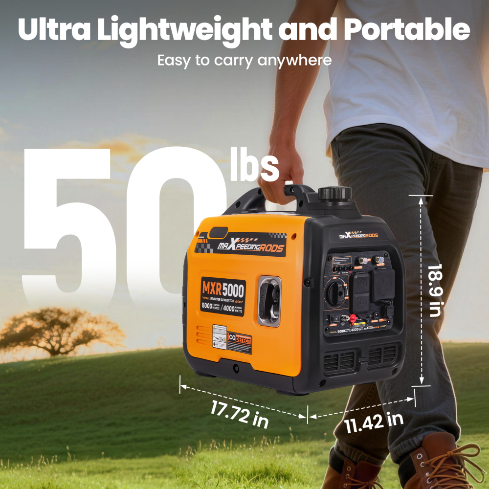 Quiet Gasoline Inverter Generator 5000W Portable 23kg for Home Backup Camping