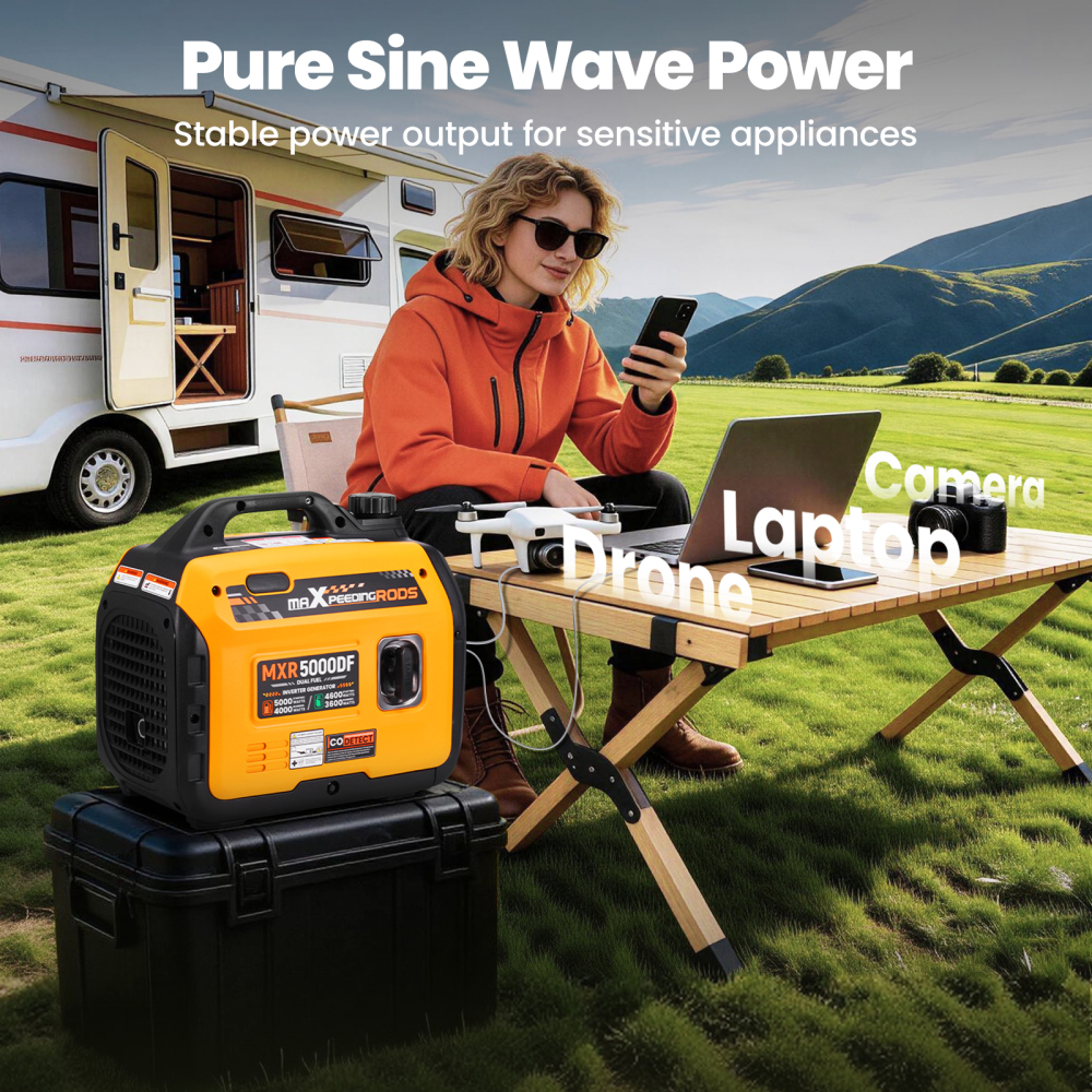 Dual Fuel Inverter Generator 5000W Portable Gasoline/LPG Generator Home Backup