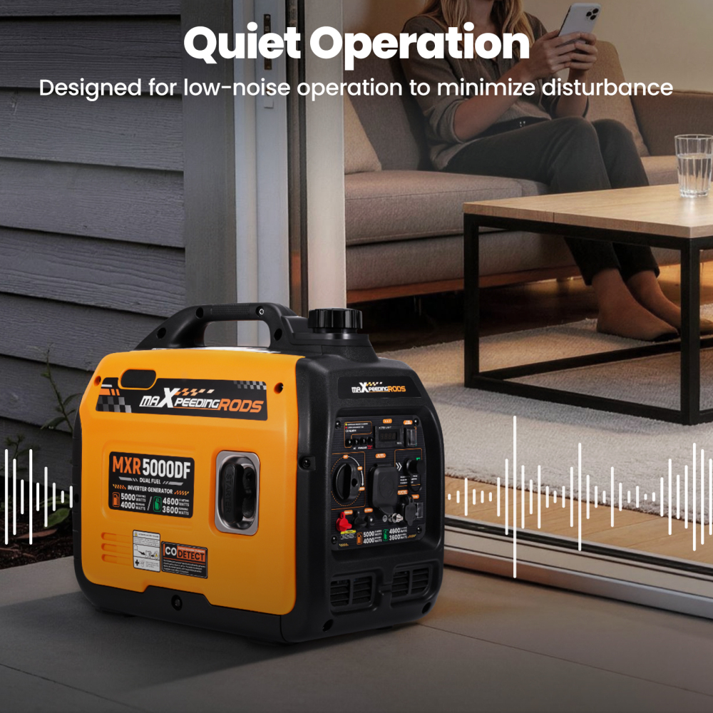 Dual Fuel Inverter Generator 5000W Portable Gasoline/LPG Generator Home Backup