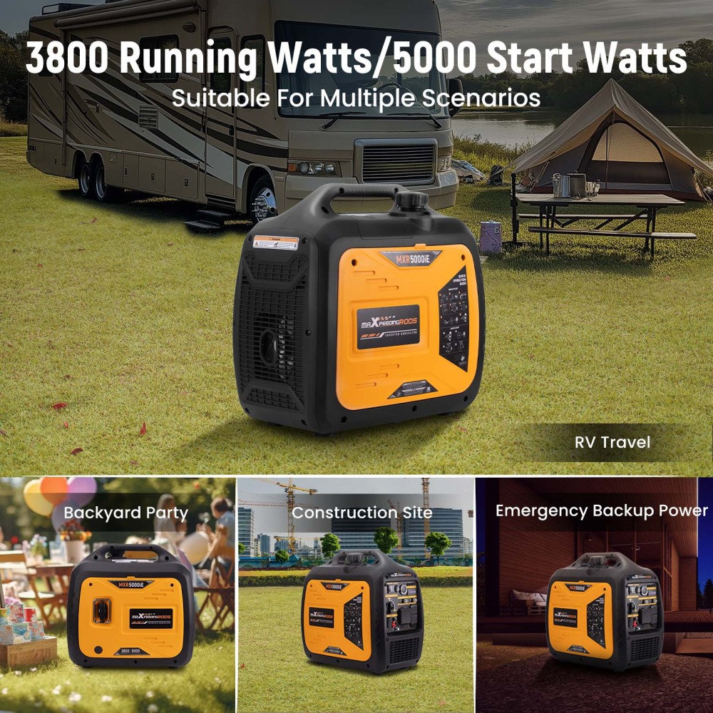 5KW Portable Inverter Generator Gas Powered Quiet for Camping RV Travel