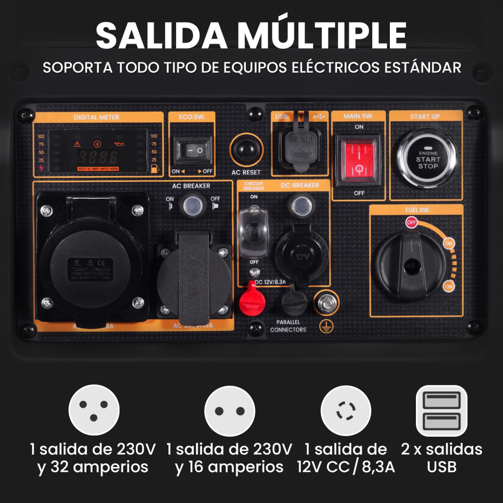 5kw 5.5kw Generador Inversor Silencioso Equipo Eléctrico Portátil for Exteriore