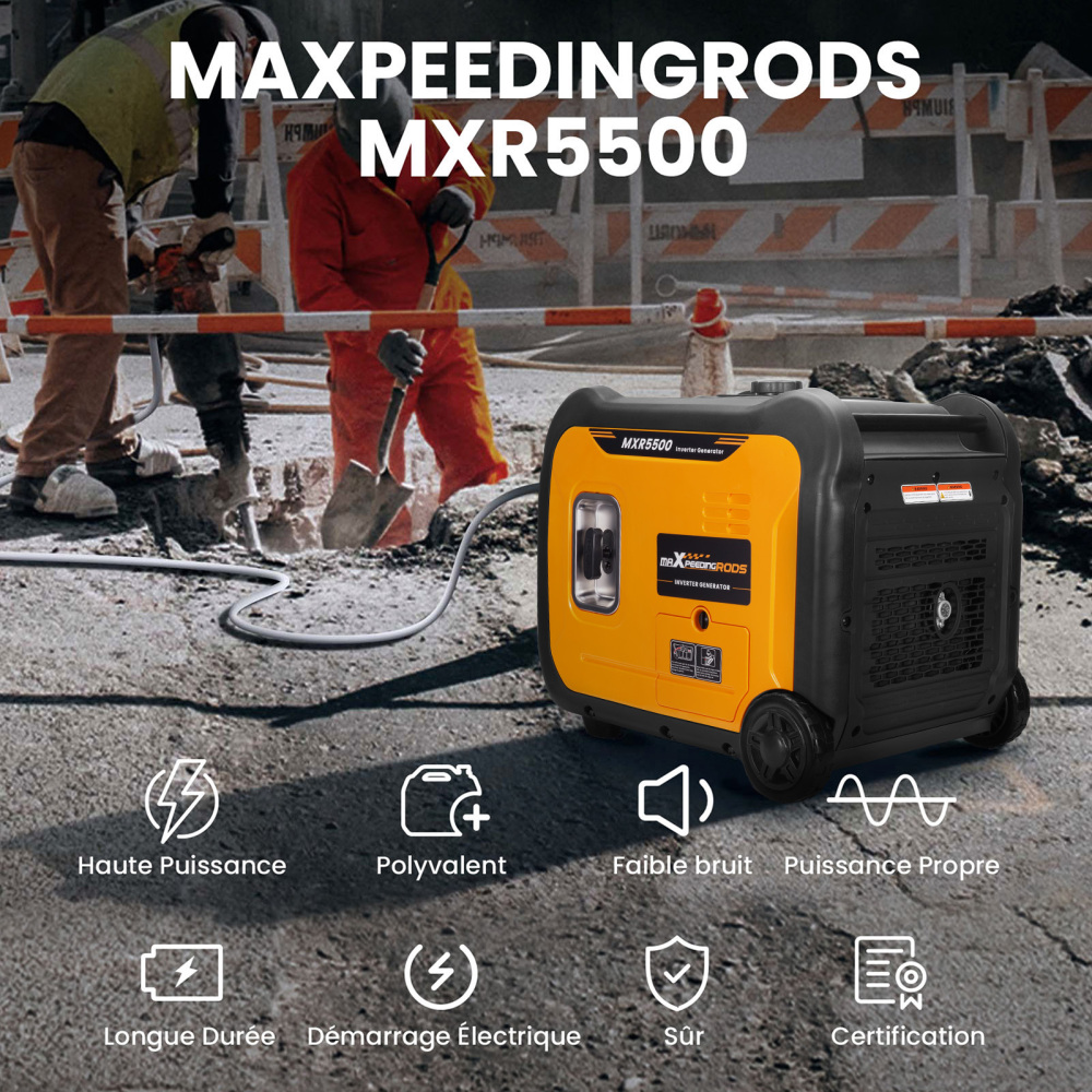 Générateur onduleur portable de 5000 watts pour Super Silencieux lalimentation durgence des ménages, les voyages en camping-car, le camping en plein air et la chasse.