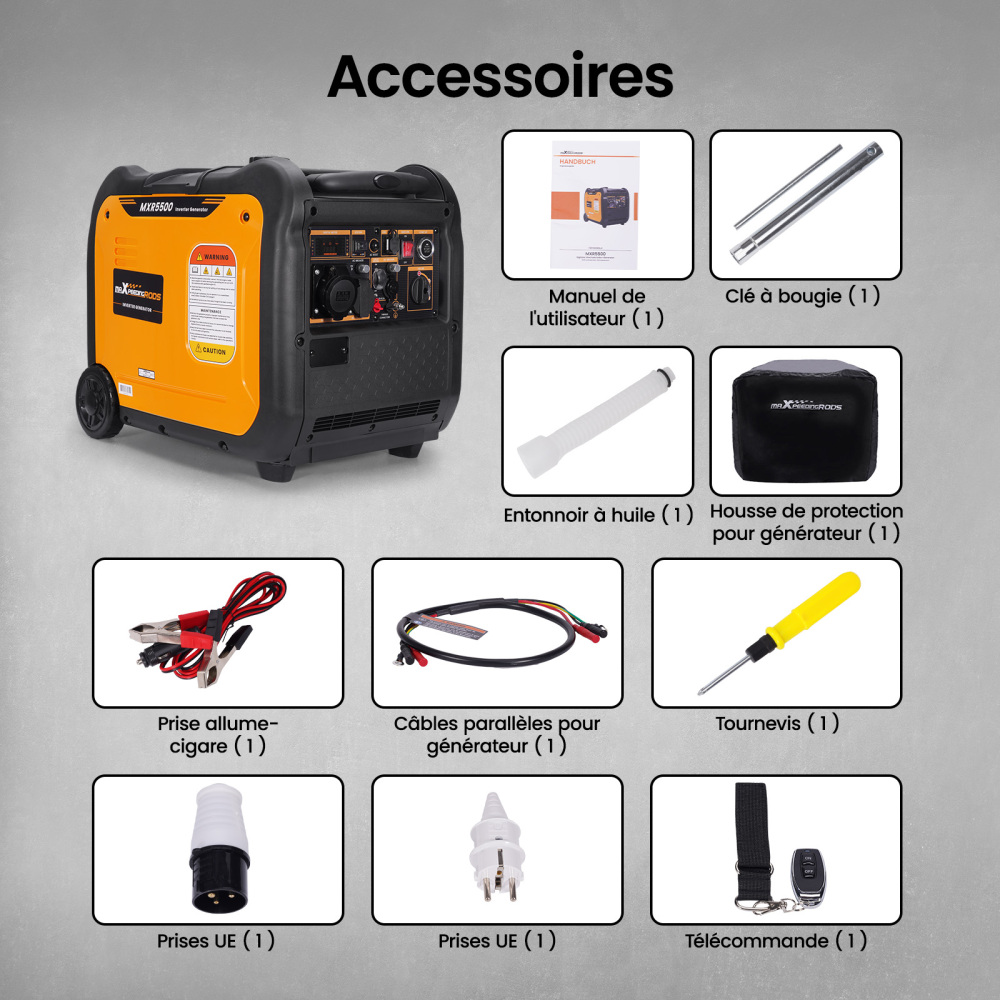 Générateur onduleur portable de 5000 watts pour Super Silencieux lalimentation durgence des ménages, les voyages en camping-car, le camping en plein air et la chasse.