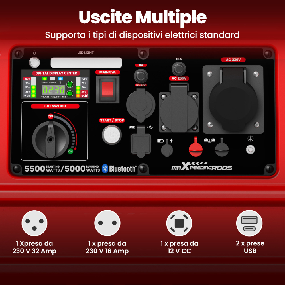 5.5KW Generatore Di Corrente Inverter Silenziato Avvio APP Backup Domestico