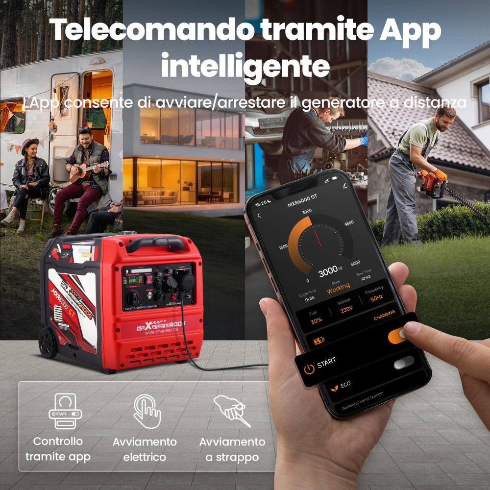 5.5KW Generatore Di Corrente Inverter Silenziato Avvio APP Backup Domestico