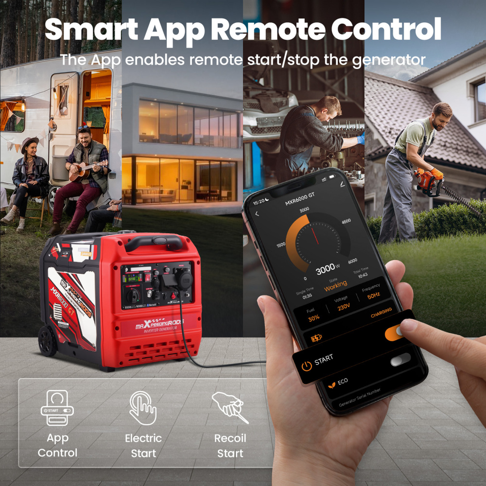 5000W 5500W Inverter Petrol Generator Portable App Start/E-Start/Recoil Start