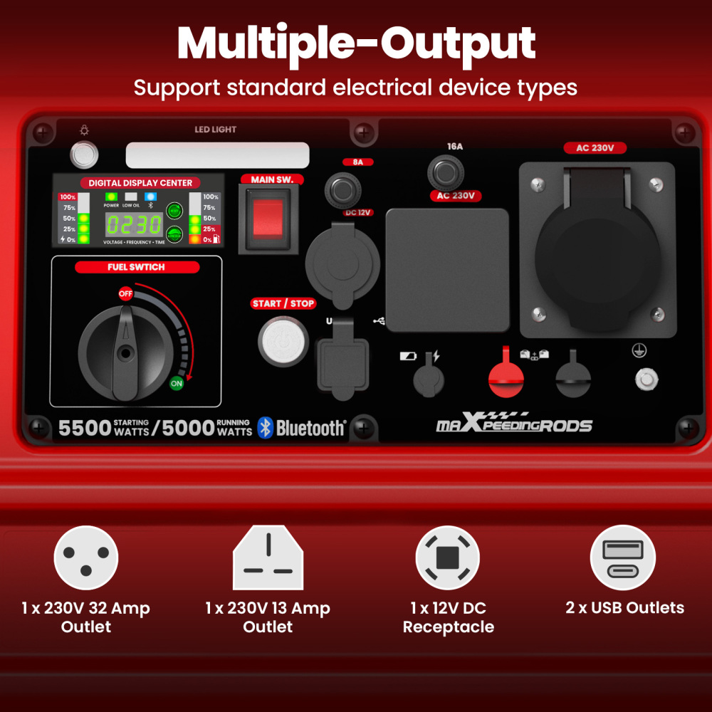 5000W 5500W Inverter Petrol Generator Portable App Start/E-Start/Recoil Start