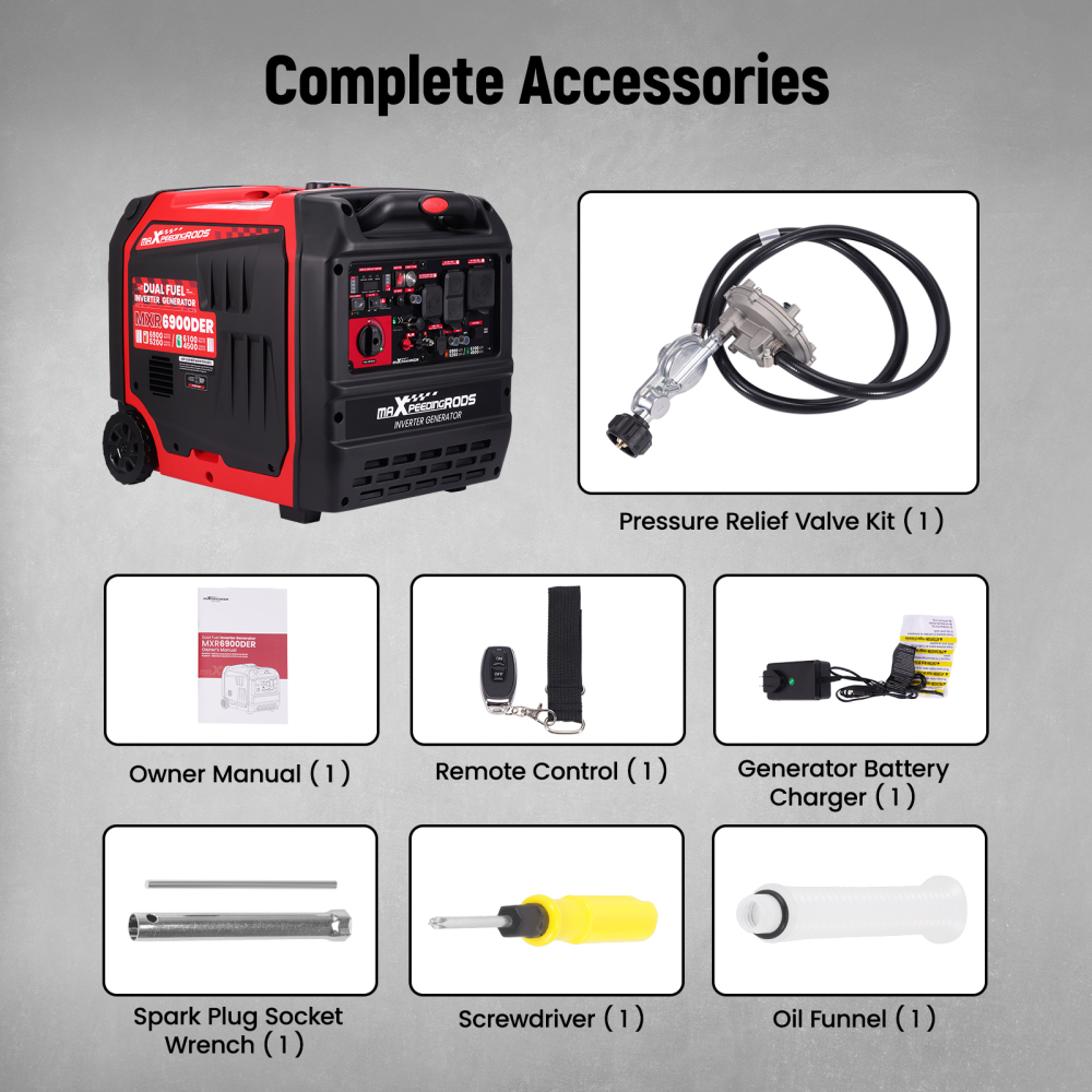 6900W Dual Fuel Quiet Gas/LPG Inverter Generator 120V/240V for Home Backup