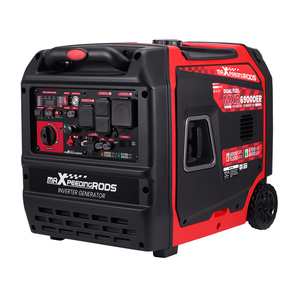 6900W Dual Fuel Quiet Gas/LPG Inverter Generator 120V/240V for Home Backup