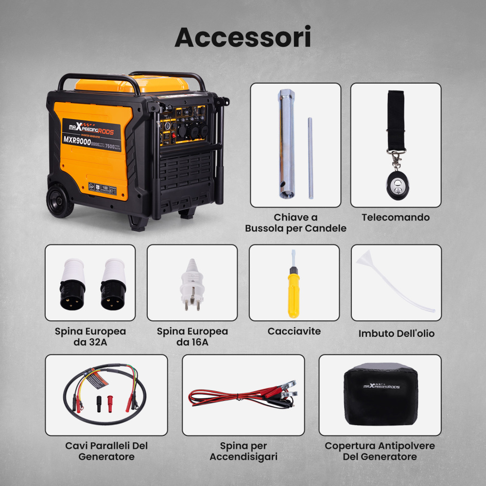 Generatore 8KW Generatore Inverter Portatile Carrellato 4 tempi 458 cc ATS