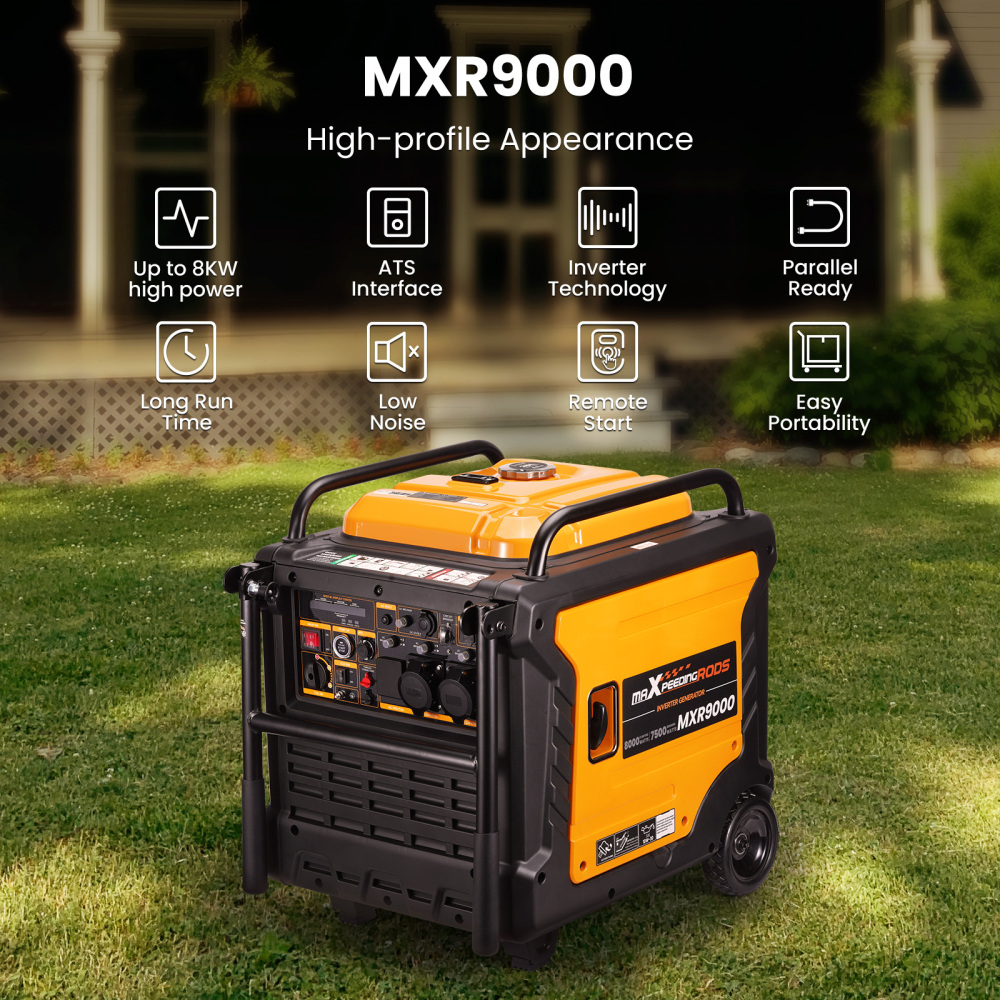 Inverter Petrol Generator Portable 7500W E-start with ATS Interface and wheels