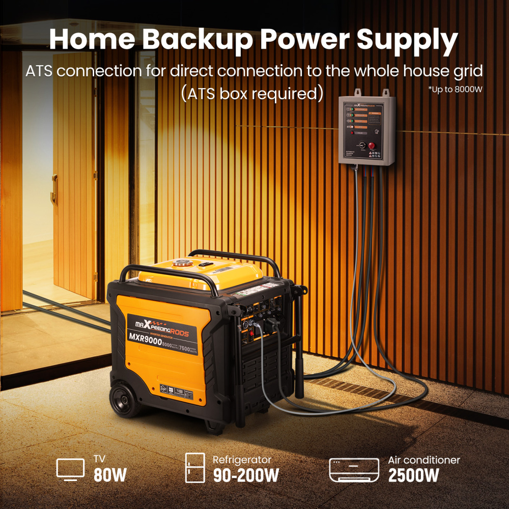 Inverter Petrol Generator Portable 7500W E-start with ATS Interface and wheels