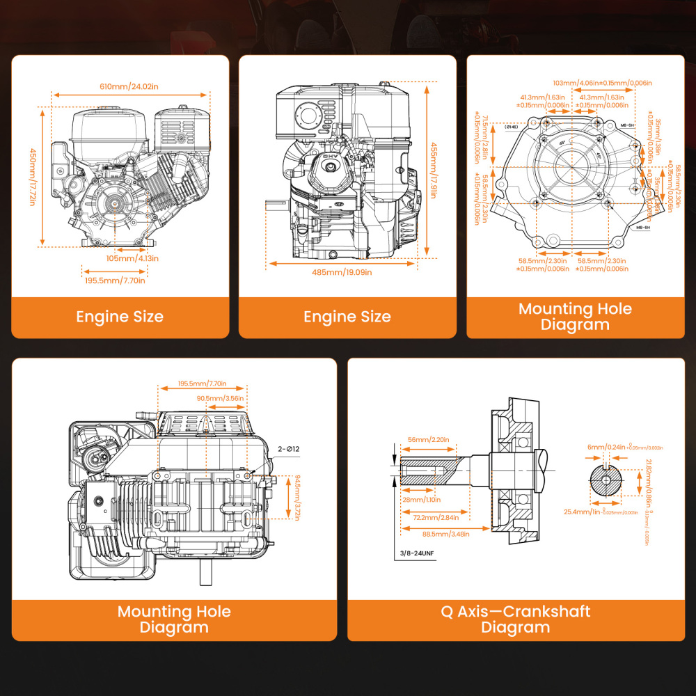 15HP 420cc Horizontal Engine Motor Gasoline 4 Stroke Electric Start For Go-Kart