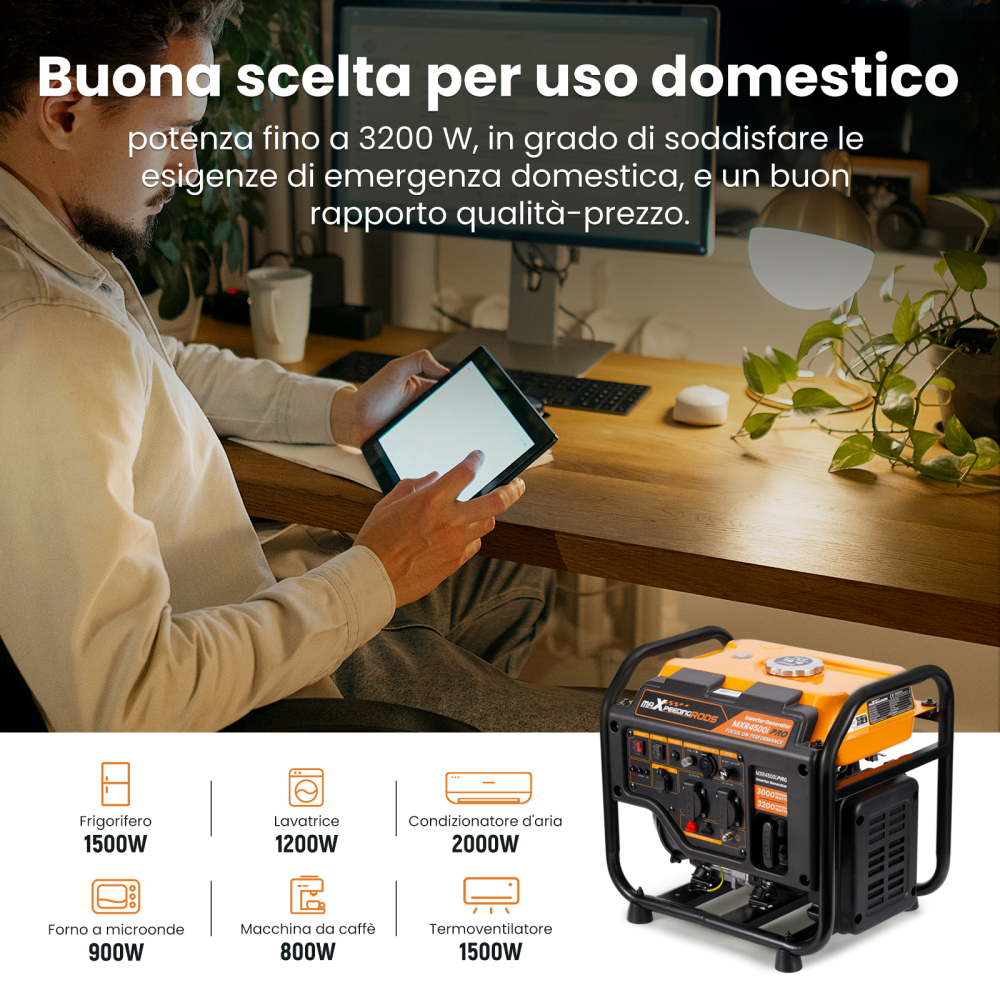 3KW Generatore Di Corrente Silenziato Portatile Viaggio In Camper 4 tempi 23.5kg