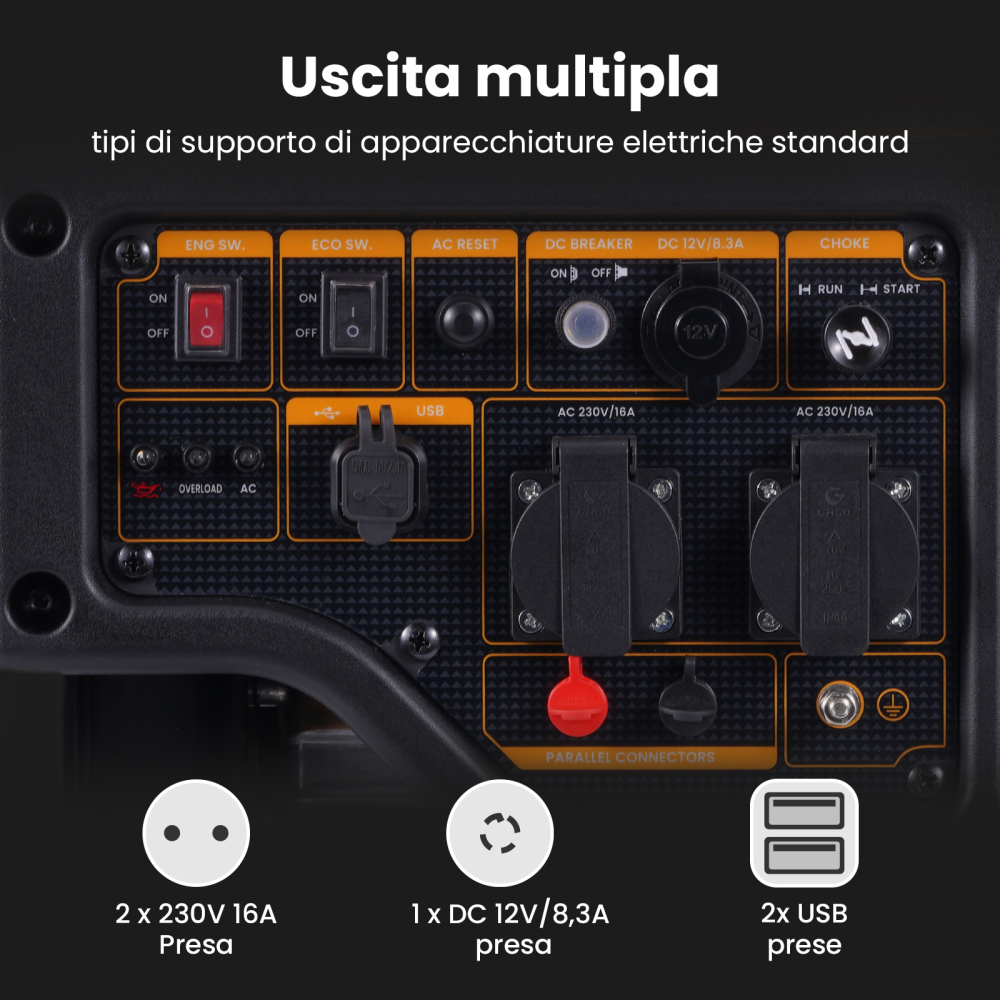 Generatore Di Corrente 3KW 4 tempi 23.5kg ECO Silenzioso Generatore inverter