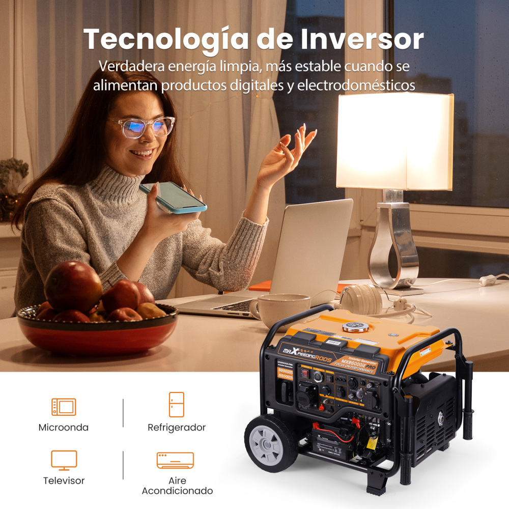 Generador de corriente inversorcon ruedas  5.5KW Móvil inversor Generador