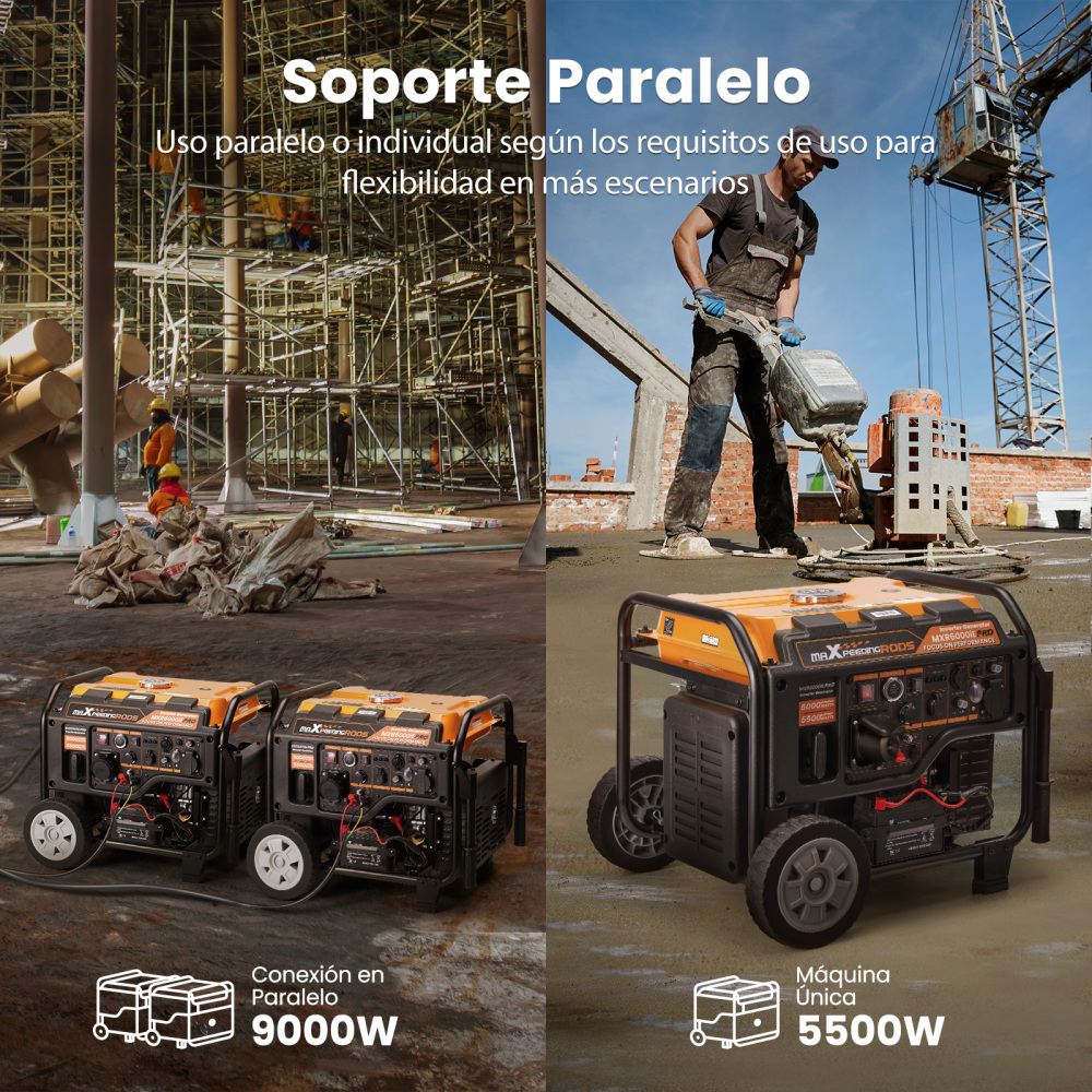 Generador de corriente inversorcon ruedas  5.5KW Móvil inversor Generador